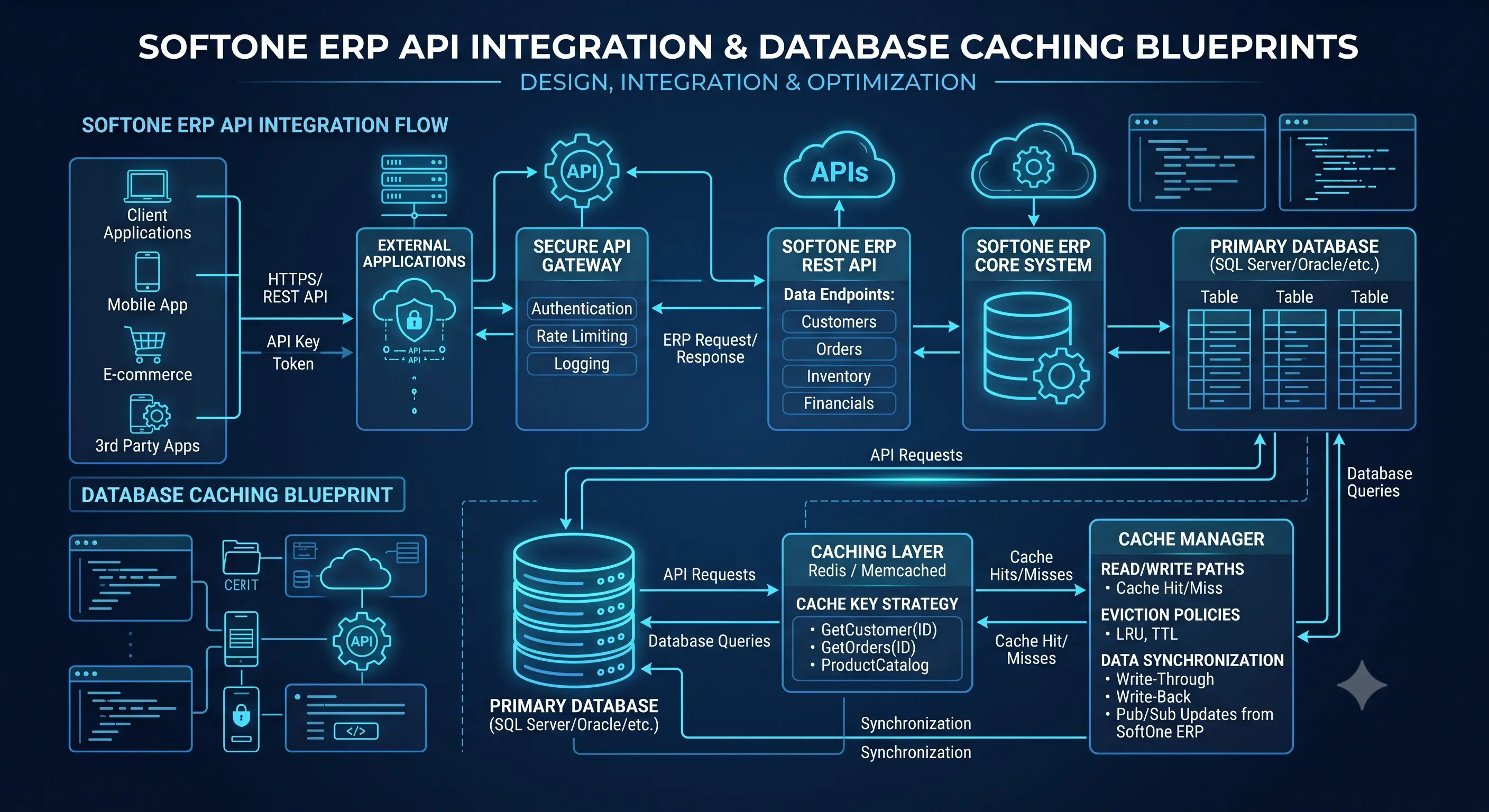 SoftOne ERP API Integration & Database Caching Blueprints